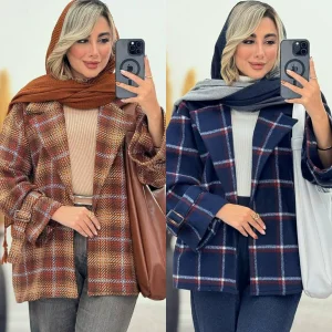 پالتو چهارخونه یقه انگلیسی